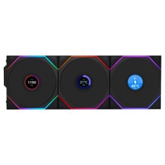 Lian Li TL120 Uni Fan Wireless LCD Reverse 120mm Black 3 Pack