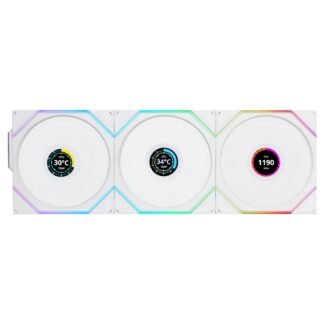 Lian Li TL120 Uni Fan Wireless LCD Reverse 120mm White 3 Pack