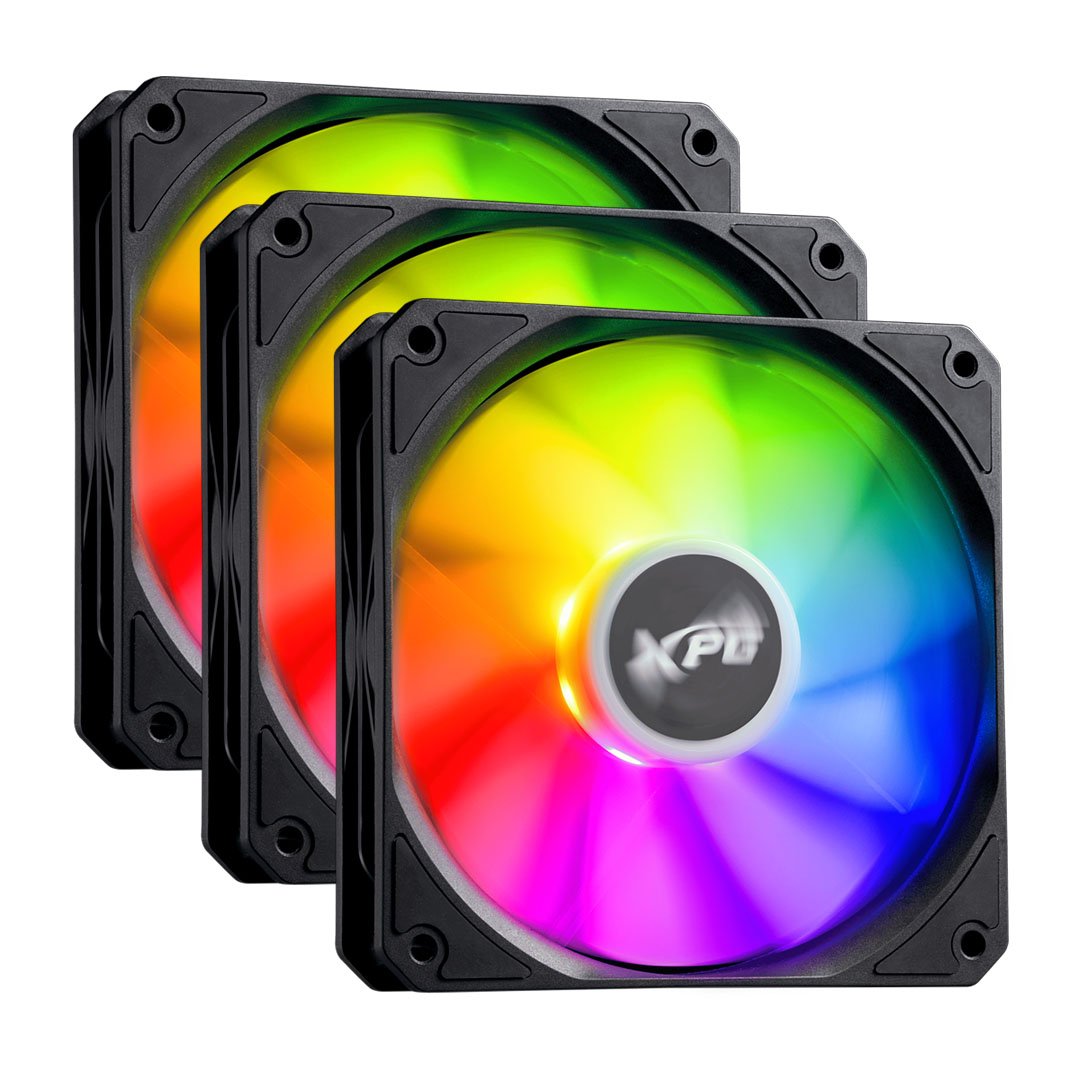 ADATA XPG VENTO R 120 Reverse ARGB PWM 120mm Fan Black Triple Pack