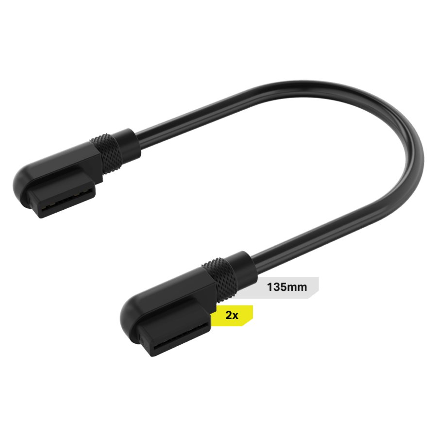 Corsair iCUE Link Cable 135mm Slim 90 deg Connector Black (2 pk)