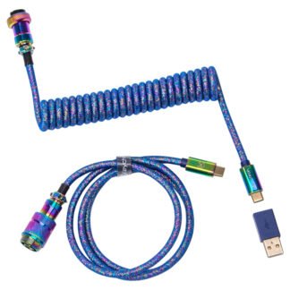 Keychron Premium Coiled Aviator Cable Rainbow Plated Blue