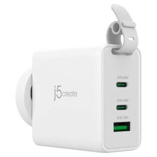 j5create 65W GaN USB-C 3-Port Travel Charger with changeable AC plugs